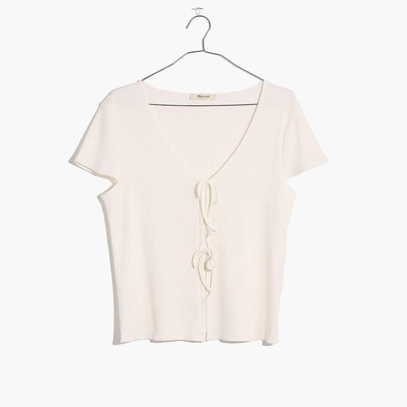 Madewell Ribbed Bow-Front Tee - Picture 1 of 4